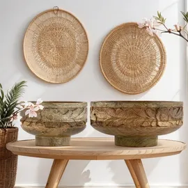 Marrakesch Orient & Mediterran Interior 2er Set Boho Deko Schale Obstschale Holzschale Lulua
