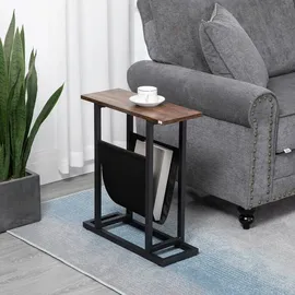 Homcom Beistelltisch mit Stofftasche, Couchtisch, Dunkelbraun