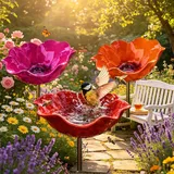 Bienentränke für den Garten,Blumen Gartenstecker Vogeltränke,Handgefertigte Metallblume als Vogelbad & Insektenwasserstelle, Gartenstecker für draußen Naturliebhaber (3*B)