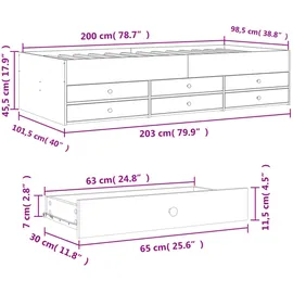 vidaXL Tagesbett mit Schubladen ohne Matratze Weiß 100x200 cm