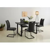 Esstisch HELA "GISELLE Baumkantentisch, Küchentisch", grau (grau, schwarz, grau), B:140cm H:76cm T:90cm, Tische, Esstisch, Kufengestell Metall, Industrial Design, 140 - 200 cm Breite, 2 Farben