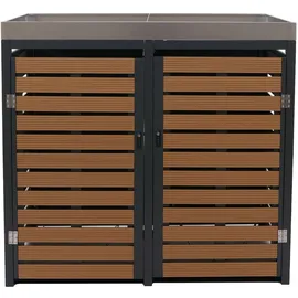 Mendler Mülltonnenverkleidung HWC-K14 124 x 134 x 84 cm teak-optik