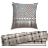 SCHIESSER Salous Winterprint Taupe 135 x 200 cm + 80 x 80 cm
