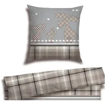SCHIESSER Salous Winterprint Taupe 135 x 200 cm + 80 x 80 cm