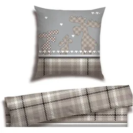 SCHIESSER Salous Winterprint Taupe 135 x 200 cm + 80 x 80 cm