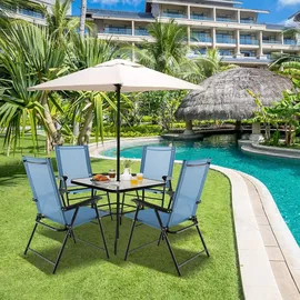 Goplus KOMFOTTEU Gartenstuhl 2er Set 150 x 150 x 150 cm blau