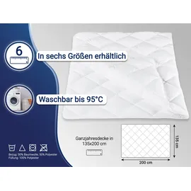 ZOLLNER Ganzjahresbettdecke mit Steppung, 135x200 cm 1100 g, weiß - Weiß