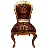 Harald Glööckler Pompöös by Casa Padrino Luxus Barock Esszimmer Stuhl Krone mit Glitzersteinen Leopard / Gold - Pompööser Barock Stuhl designed by Harald Glööckler
