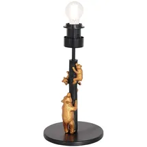 Steinhauer Tischlampe Schreibtischleuchte Nachttischlampe, mit drei Bären, Tierdekor, Metall, schwarz gold, 1x E27 Fassung, DxH 17x22 cm