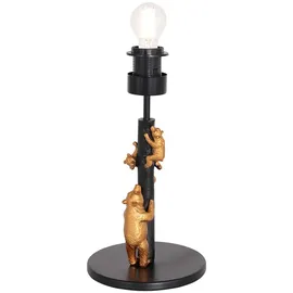 Steinhauer Tischlampe Schreibtischleuchte Nachttischlampe, mit drei Bären, Tierdekor, Metall, schwarz gold, 1x E27 Fassung, DxH 17x22 cm