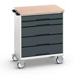 bott verso mobiler Schubladenschrank, mit 5 Schubladen und Multiplex Top, BxTxH: 800 x 600 x 980 mm