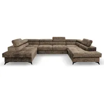 beautysofa Ecksofa Sorento U, mit Schlaffunktion, Bettkasten, verstellbare Kopfstützen, große Eckcouch mit Metallbeine, Bettfunktion beige