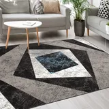 Mazovia Modern Teppich - Kurzflor - Teppich für Wohnzimmer, Schlafzimmer, Esszimmer - ÖKO-TEX Wohnzimmerteppich, Robust und pflegeleicht, Niedrige Florhöhe – Teppiche - grau blau 160 x 220 cm