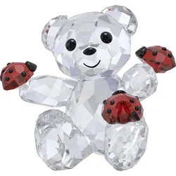 Dekofigur SWAROVSKI "Kristallfigur Sammelfigur Kris Bär Viel Glück Bär", rot (kristallweiß, rot, schwarz), Dekofiguren, B/H: 3cm x 3,2cm, Kris Bärmit Marienkäfern, Swarovski Kristall, Swarovski Kristall, B:3cm H:3,2cm