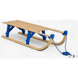 Holzschlitten - Davos klappbar blau|gelb 1 M