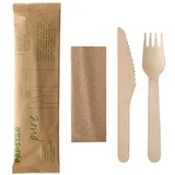 Papstar Holz Besteckset 50 St. Natur