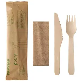 Papstar Holz Besteckset 50 St. Natur