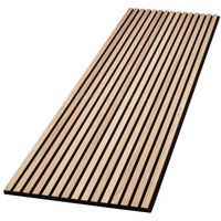 HPFloor Akustik Wandpaneele Furnierte MDF Holzlamellen |Eiche|natur Filz-Untergrund als Trägermaterial|Wandverkleidung zur Schalldämmung & Schallschutz(240x61) Braun