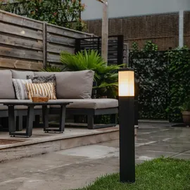 QAZQA Moderne Außen-Pollerleuchte Edelstahl 80 cm IP44 Lieferumfang: E27 LED weiß