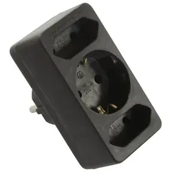 Euro-Multistecker 2+1, schwarz E: Schutzkontaktst. A: 2x Euro 1xSchutzkontaktdose
