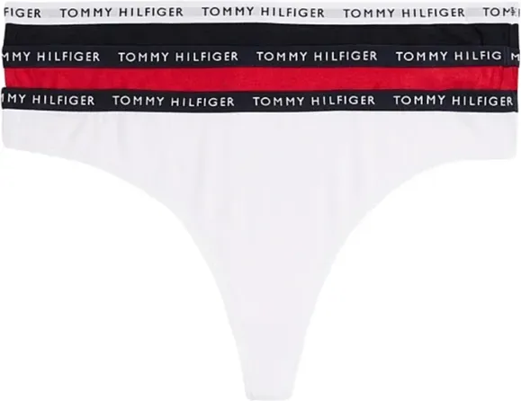Tommy Hilfiger Damen RECYCLED ESSENTIALS 3er-Pack String - Weiß/Desert Sky/Primary Red SM