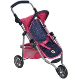 Bayer Chic 2000 CHIC2000 Puppenbuggy Lola Konfetti Pink– Faltbarer Puppenwagen – Griff höhenverstellbar 33-62 cm – 3-Rad Jogger – Puppen bis 50 cm – 3-6 J.