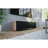 Platan Room Lowboard, Fernsehschrank 105 cm breit Hängend oder Stehend Hochglanz / Schwarz