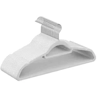 Songmics Kleiderbügel Samt, 20er Set, Bügel, rutschfest, kleine Stange für Krawatten, 360° drehbarer Haken, 0,6 cm dick, platzsparend, 43,5 cm lang, für Mäntel, Hosen, Silber-Weiß CRF020W01