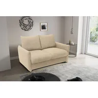 Schlafsofa DOMO COLLECTION "700023 Schlaffunktion, Federkern, 2-Sitzer, stabile Liegefläche" Sofas Gr. B/H/T: 165cm x 95cm x 100cm, Luxus-Microfaser Chenilleoptik, mit Schlaffunktion und Rückenkissen, beige Sitzflächen auch einzeln ausklappbar zum Schlafen