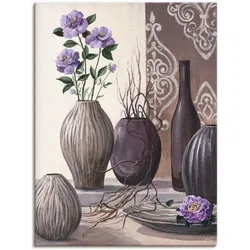 Wandbild ARTLAND "Violette Rosen und braune Vasen", lila (farbe bild(er): lila), B:60cm H:80cm, Canvas, Leinwand, Bilder, als Leinwandbild in verschied. Größen
