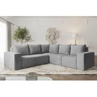 Fun Möbel Ecksofa Designersofa ESTELLE in Stoff Abriamo Grau