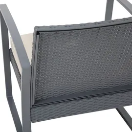 Svita LOIS L Poly Rattan Sitzgruppe Gartenmöbel Metall-Garnitur Bistro-Set Tisch Sessel Grau