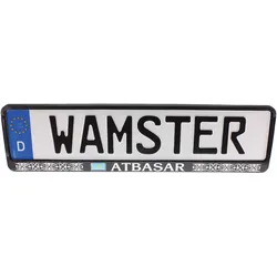 EU KFZ Kennzeichenhalter ATBASAR Chrom Schriftzug Symbol Flagge 520x110mm