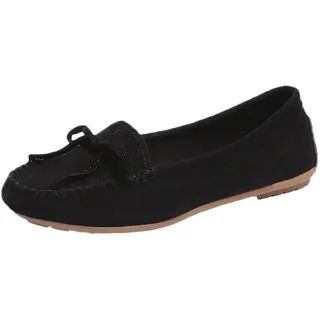Flache Schuhe für Damen, Wildleder, runde Zehen, Schleife, Freizeitschuhe, Pumps, rutschfest, Komfort, tägliche Arbeit, Pendler, Passform, Freizeitschuhe, Schwarz , 41 EU - 41 EU