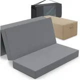 eloneo Spar-Set Klappmatratze Gästematratze, 120x195x15cm, grau inkl. Husse creme & Transporttasche