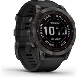 Garmin fenix 7 Sapphire Solar schiefergraues DLC-Titan mit schwarzem Armband