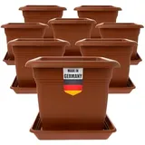 2friends Pflanzkübel Groß Außen Terracotta Kunststoff 8er Set- Blumentopf 40x40 für Draußen, Robuste Blumenkübel Gross Aussen, Ideal für Garten & Terrasse