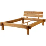 Balkenbett Wildeiche 140x200x85 Natur Geölt Jangali 710