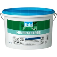 HERBOL Mineralfarbe Matt 12.5L WEISS Wandfarbe Fassadenfarbe für innen und außen