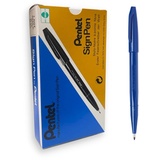 Pentel S520-C Sign Pen Faserschreiber, 0,8 mm Strichstärke, blau, 12er Pack