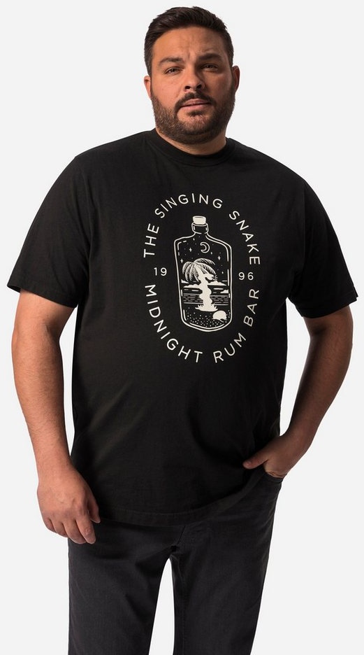 Men Plus T-Shirt Men+ T-Shirt Halbarm Frontdruck bis 84/86 schwarz 68
