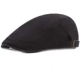 Yixda Herren Gatsby Schirmmütze Vintage Cotton Flatcap Schiebermütze Newsboy Flat Cap (Schwarz) - Einheitsgröße