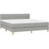 vidaXL Boxspringbett mit Matratze Hellgrau 160x200 cm Stoff