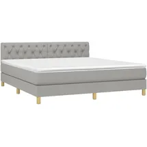vidaXL Boxspringbett mit Matratze Hellgrau 160x200 cm Stoff