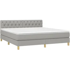 vidaXL Boxspringbett mit Matratze Hellgrau 160x200 cm Stoff