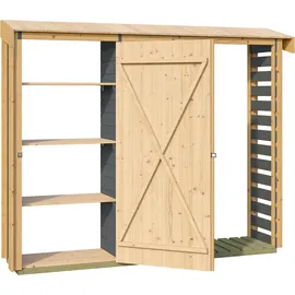 Weka Kaminholzregal WEKA "optionale Erweiterung für Gartenhaus Killarney", anthrazit, eiche hell, B:299cm H:211cm T:50cm, Holz, Kaminholzlager, Kaminholzregal, verschiedene Farben und Größen