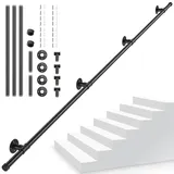 Handlauf für Treppen, Handlauf Treppengeländer Innen und Außen, Handlauf Schwarz mit Rutschfestem, Rostfreiem, Industriellem, Verzinktem Stahlrohr für Küche BadGarten, 2,5 M