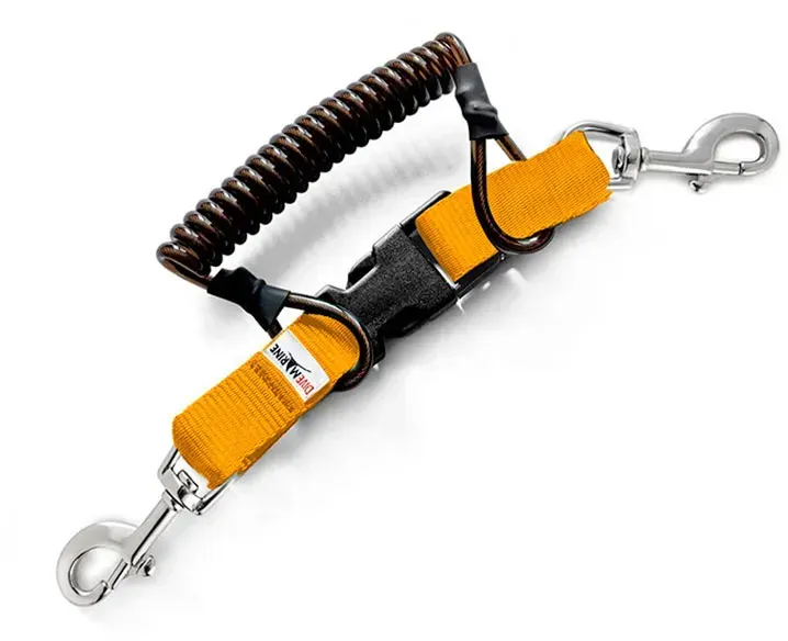Divemarine Edelstahl Technisches Drahtspulen-lanyard Mit Doppeltem Drehbolzenhaken - Yellow - 76 mm