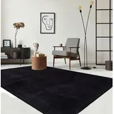 the carpet Teppich »Relax«, rechteckig, 16 mm Höhe, waschbarer Wohnzimmer Teppich modern rutschfest schwarz