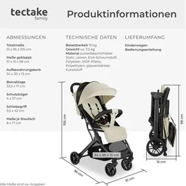Tectake Buggy-Kinderwagen Grau/Beige